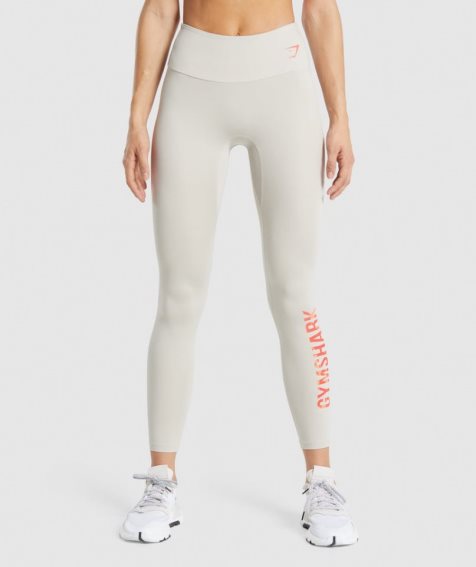 Women's Gymshark Training Graphic Leggings Cream | CA N7536A